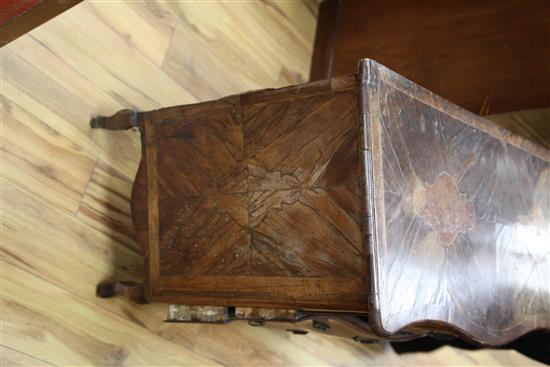 An 18th century Maltese walnut serpentine commode, W.3ft 6in.